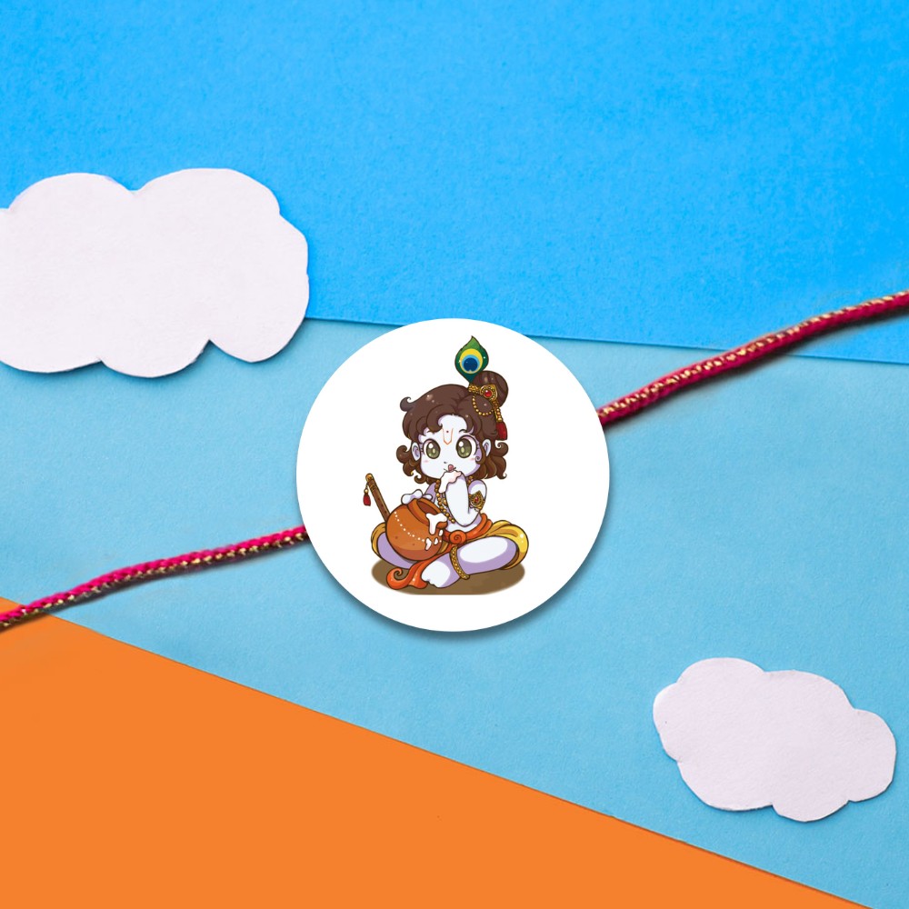 Pyarful Lord Krishna Printed Magnet Rakhi For Kids 12 Pcs - Image 2