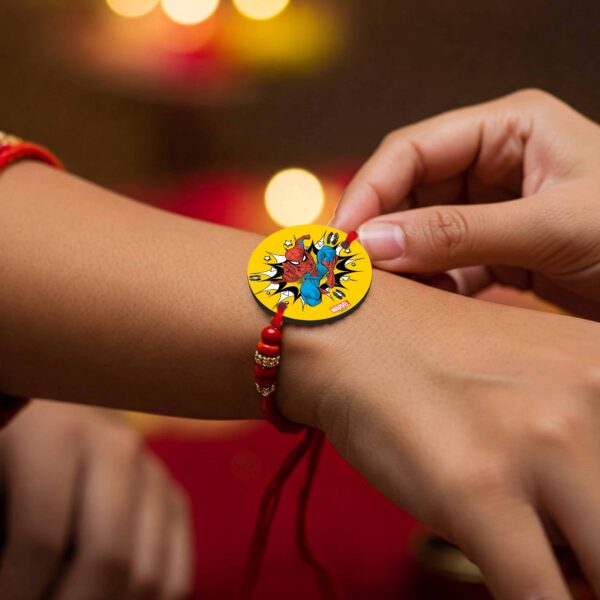 Spider man Printed MDF Rakhi - Image 2