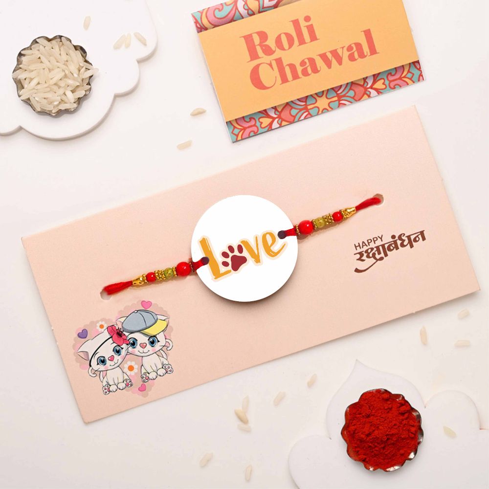 Love Pet Paw Printed MDF Rakhi