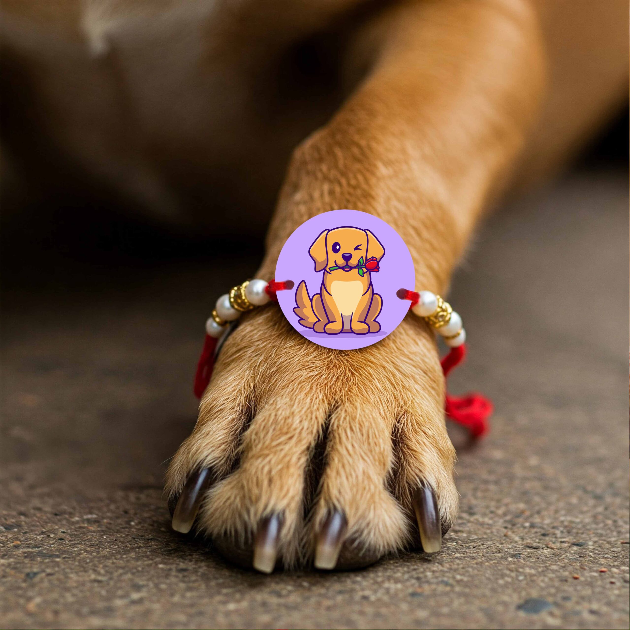 Cute Dog Printed MDF Pet Rakhi