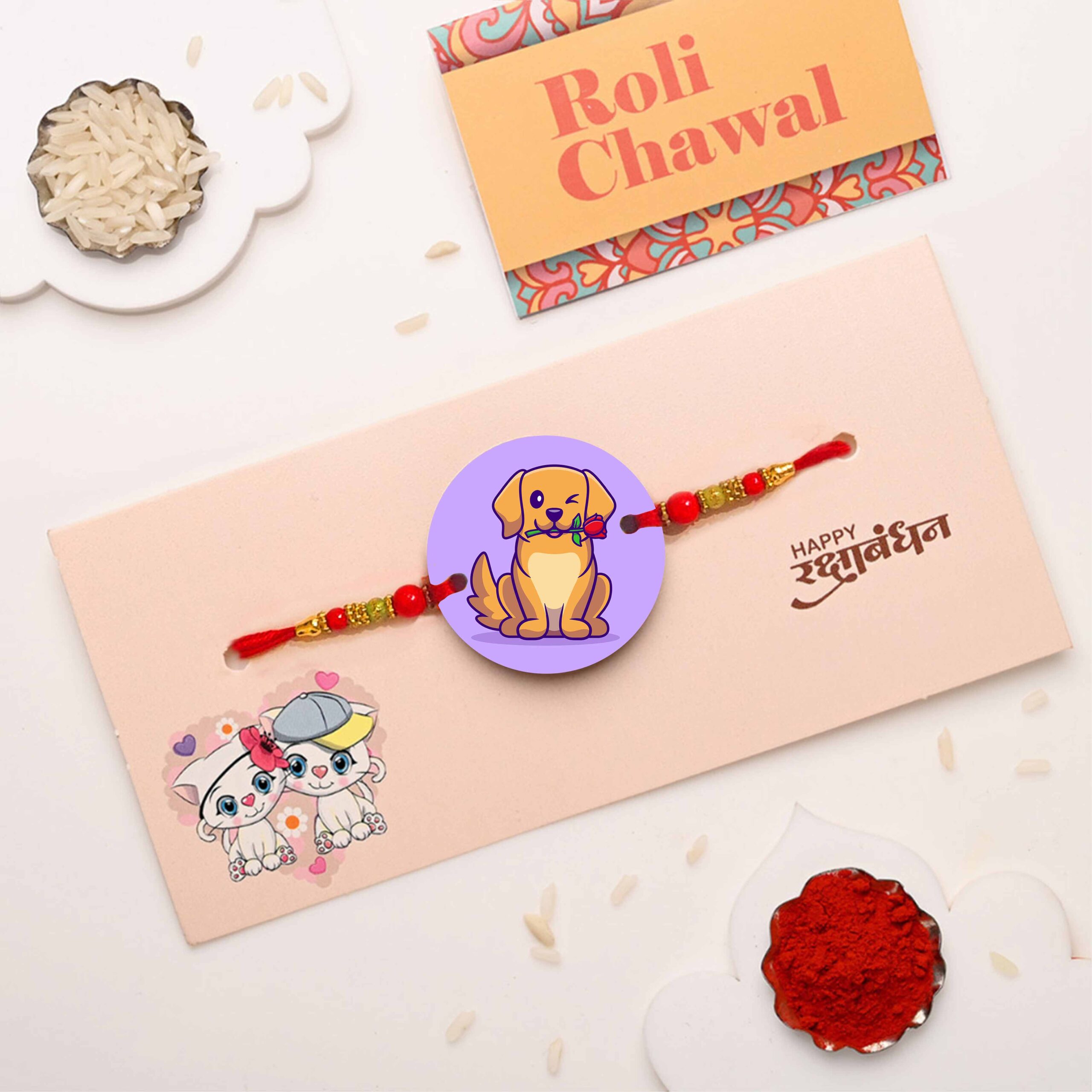 Cute Dog Printed MDF Pet Rakhi