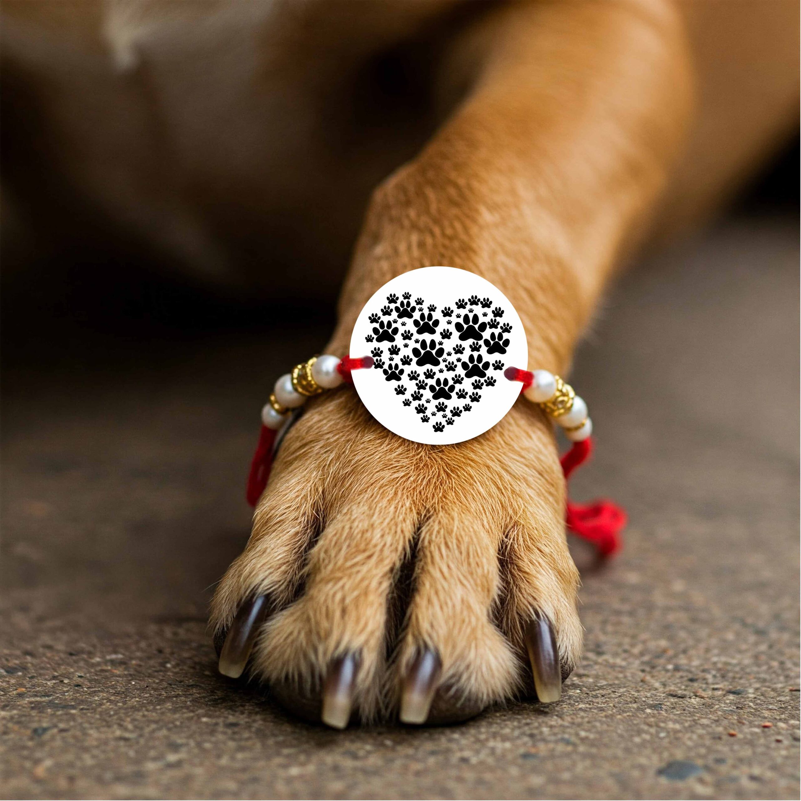 Paw Heart Printed MDF Pet Rakhi