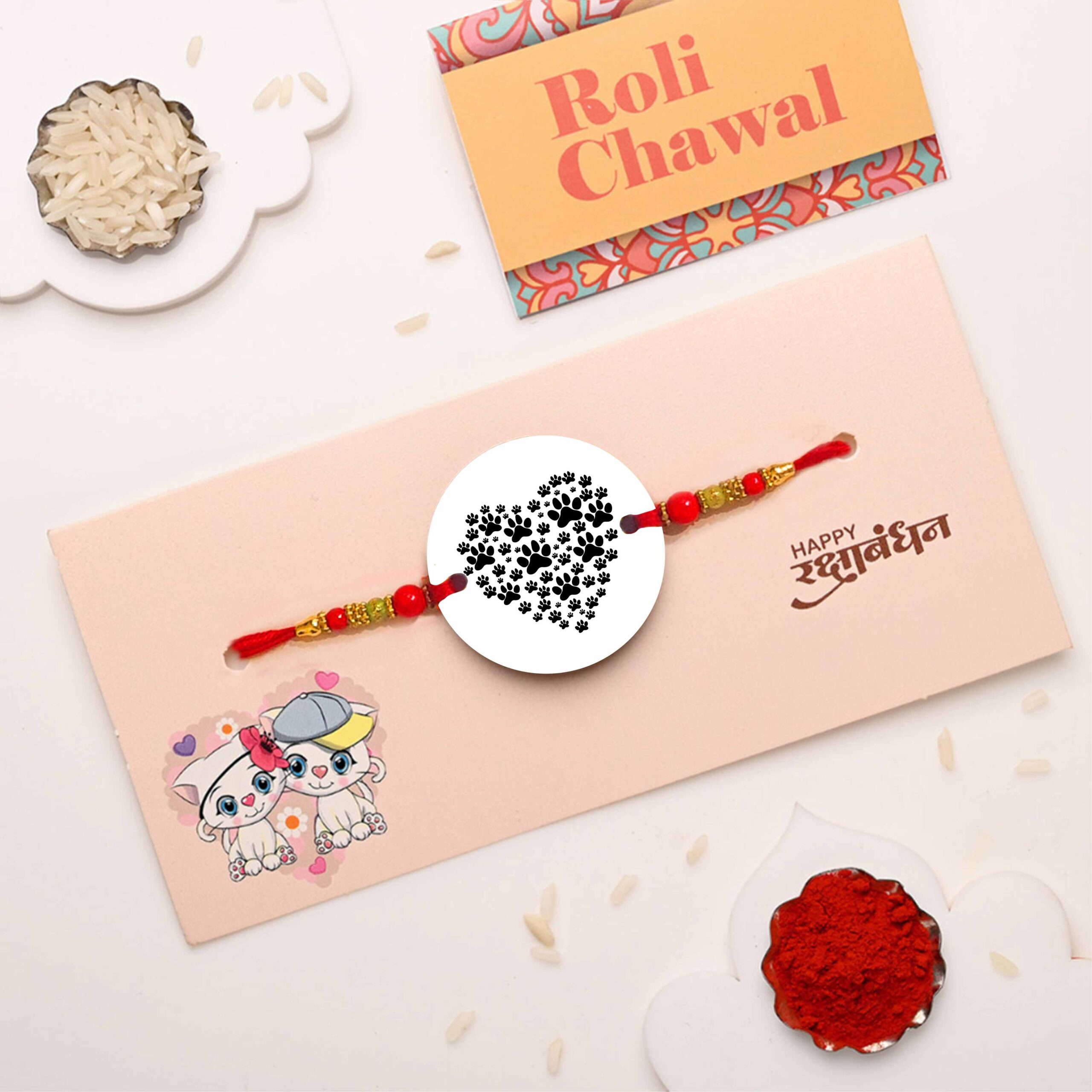 Paw Heart Printed MDF Pet Rakhi - Image 2