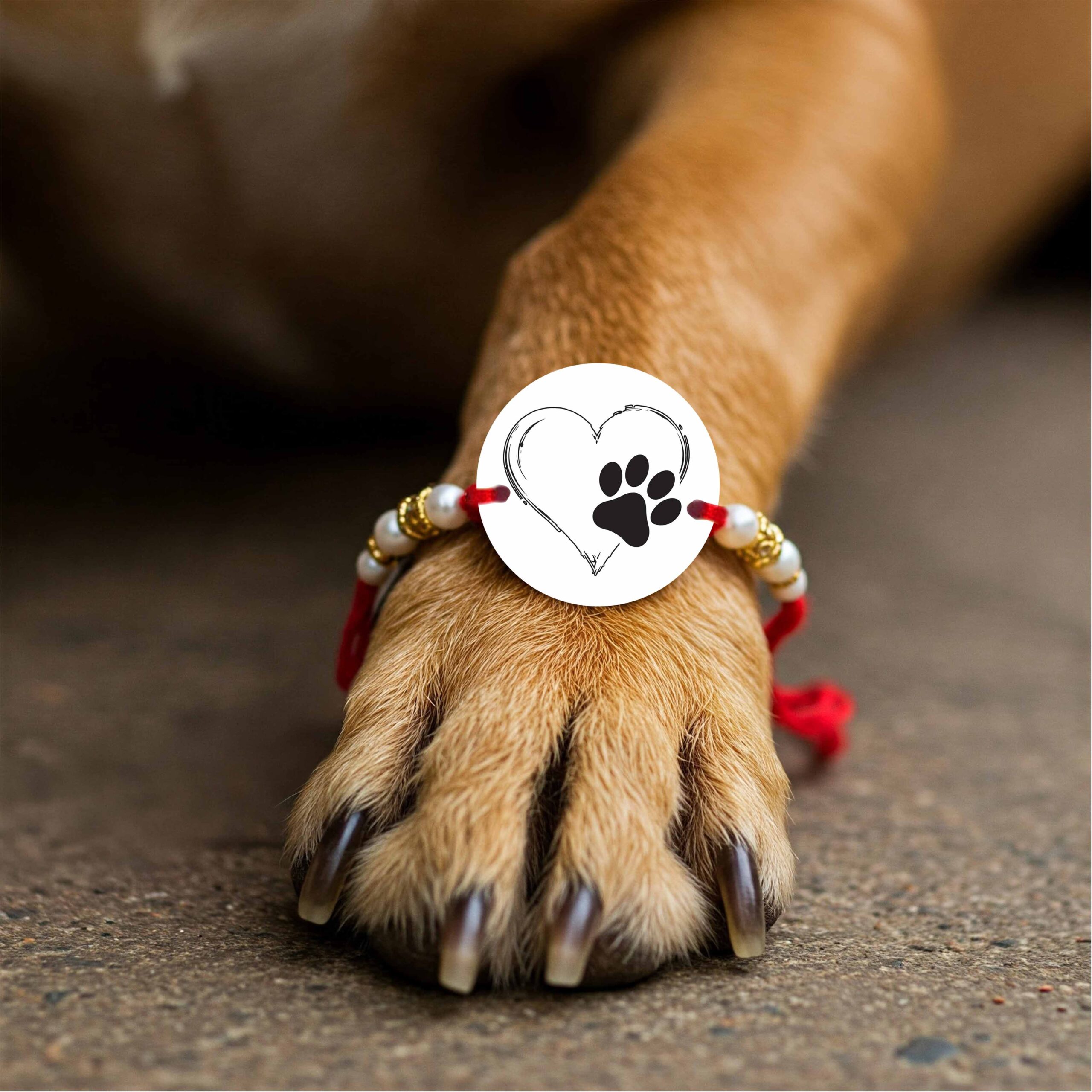 Heart Paw Printed MDF Pet Rakhi
