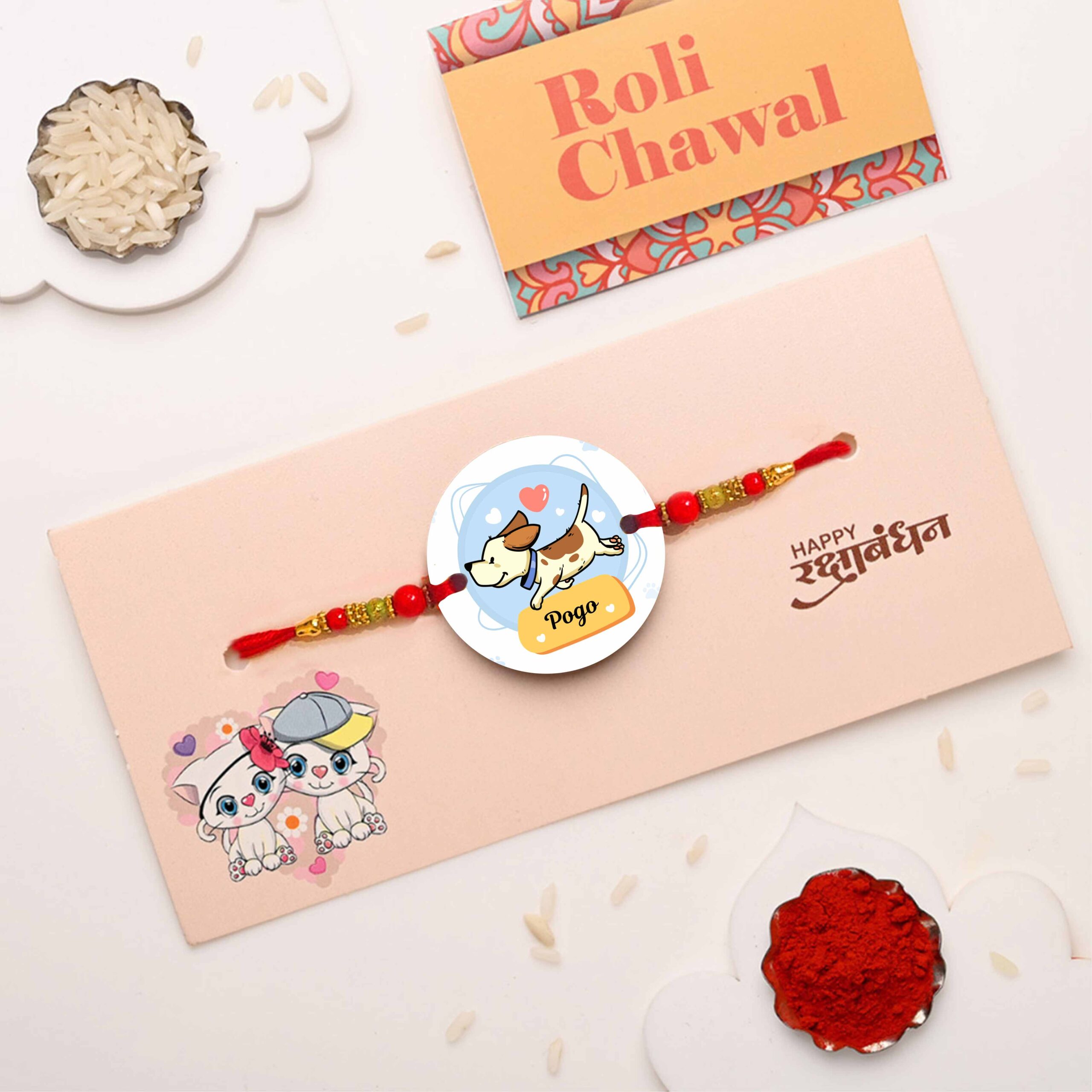Running Dog Printed MDF Rakhi